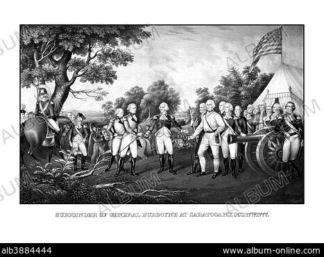 1930 Surrender of General Burgoyne on sale at Saratoga Lithograph Currier Ives Art Print