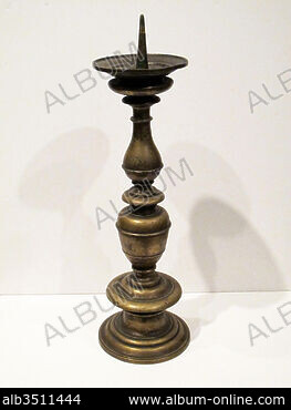 19th Century French Antique Gold Brass Church Altar 16 Pricket Candle  Holders
