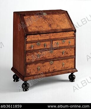 A GERMAN MINIATURE WALNUT AND FRUITWOOD CROSS-BANDED COMMODE, the