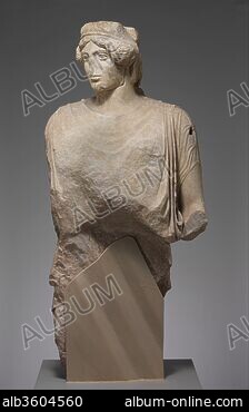 Marble bust of Herodotos. Culture: Roman. Dimensions: H. 18 3/4 in. (47.6  cm). Date: 2nd century A.D.. Copy of a Greek bronze statue of the first  half of the fourth century B.C.