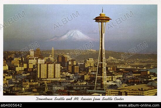 Skyscrapers in A City Lit Up at Night Space Needle Seattle King County Washington State | Canvas Wall Art | 36x12 | Great Big Canvas