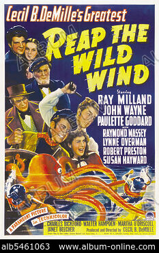 PAULETTE GODDARD, JOHN WAYNE, REAP THE WILD WIND, 1942 Stock Photo