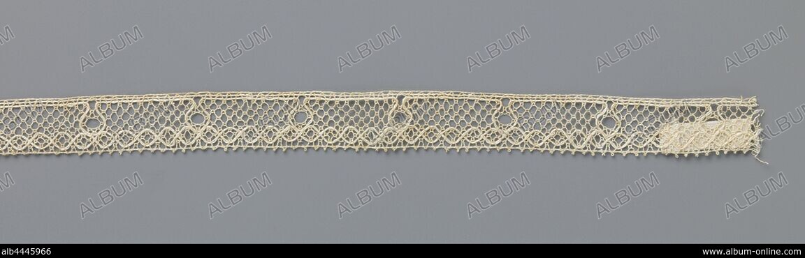 Band, Medium: linen Technique: grid of laid cords with needle lace