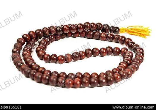 Japa Mala - Buddhist or Hindu prayer beads isolated on white Stock