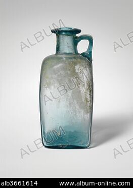 Glass head flask, Roman, eastern Mediterranean, Late Imperial