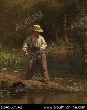 Boy Fishing Canvas Print / Canvas Art by Eastman Johnson - Fine