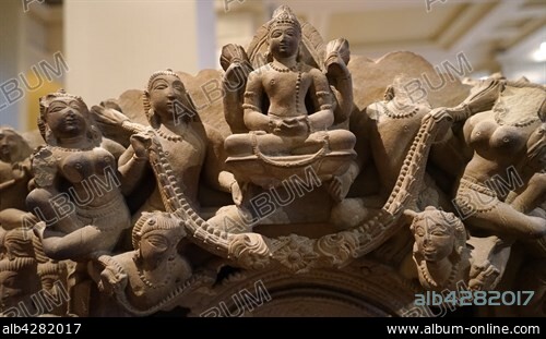 Sculpture depicting Harihara, Vishnu and Shiva combined, from the Chandella Dynasty. Dated 11th Century.