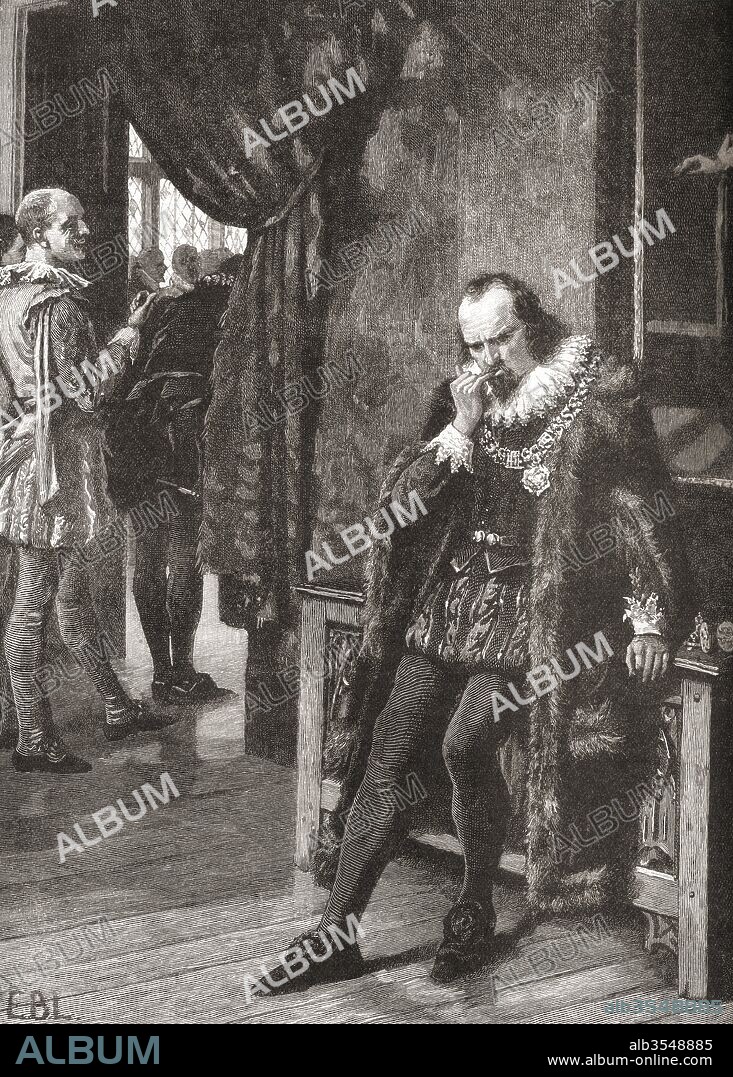 Sir Francis Bacon awaiting an audience with George Villiers, 1st. Duke of Buckingham. Francis Bacon, 1st Viscount St. Alban, 1561 – 1626. English philosopher, statesman, scientist, jurist, orator, essayist, and author, he served both as Attorney General and Lord Chancellor of England. From The Century Edition of Cassell's History of England, published 1901.