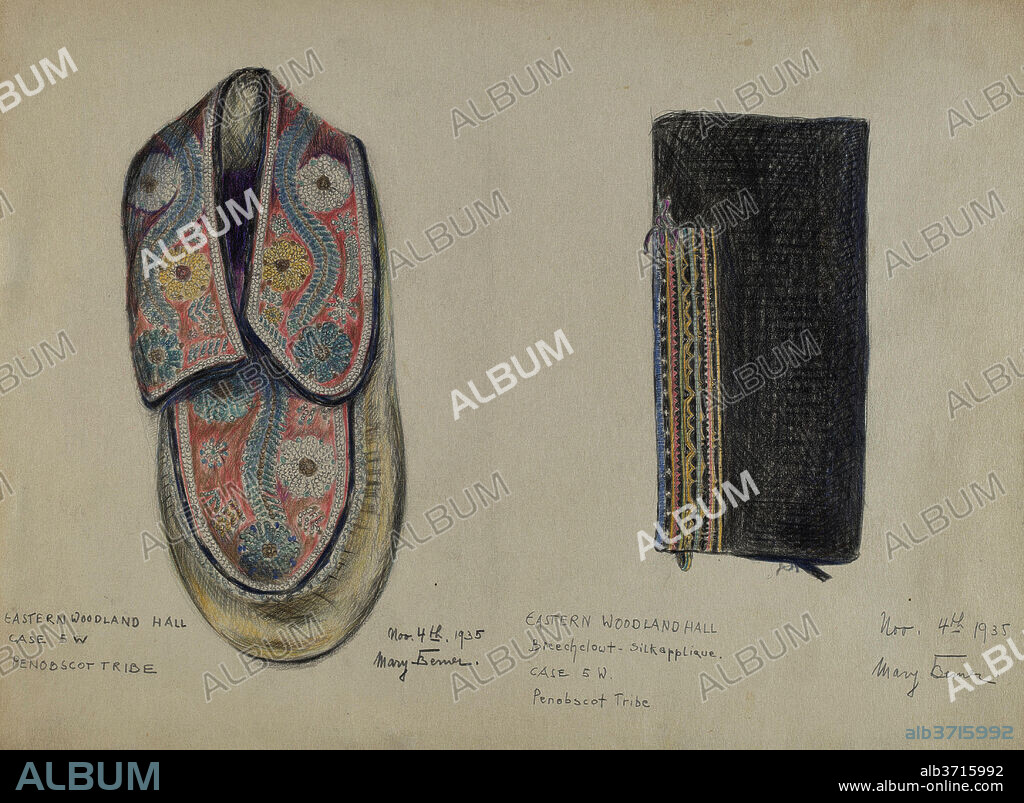 MARY BERNER. Moccasin. Dated: 1935. Dimensions: overall: 22 x 29.4 cm (8 11/16 x 11 9/16 in.). Medium: colored pencil and graphite on paper.