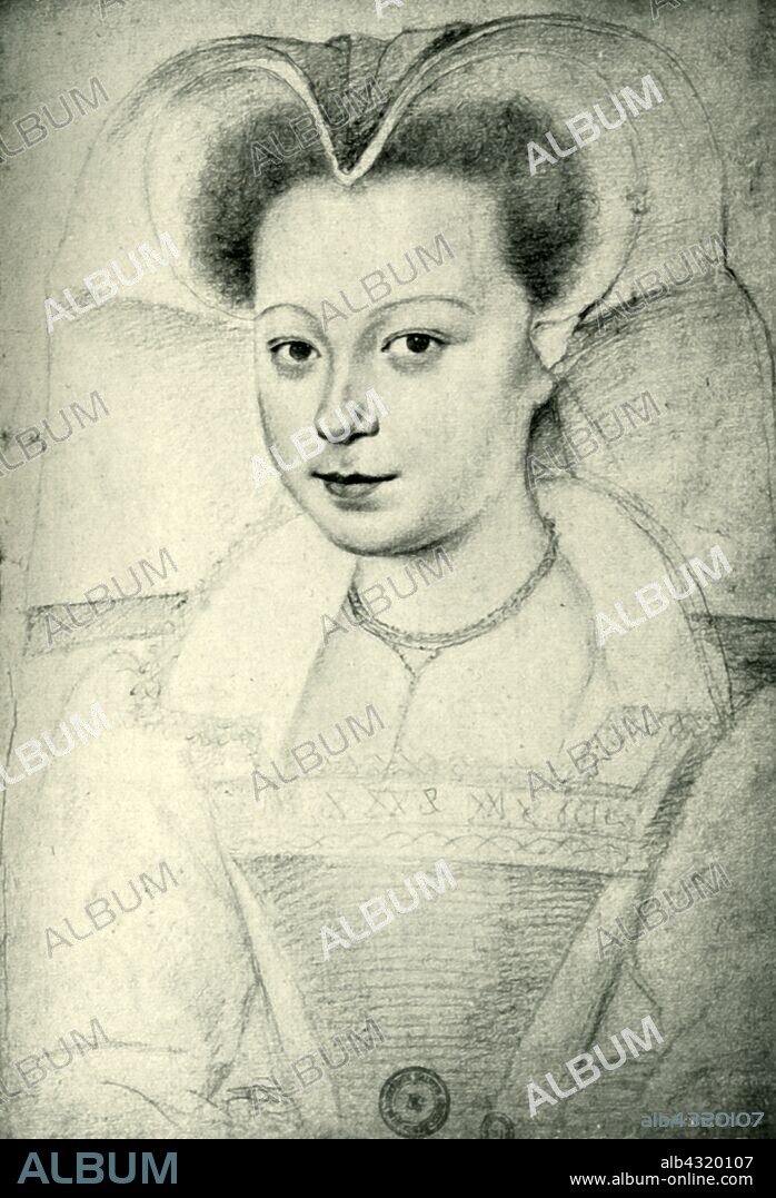 'Marie de Beauvilliers de Saint-Aignan', 1585, (1907). Portrait of French abbess Marie-Catherine de Beauvilliers (1574-1667) who was also a mistresses of King Henry IV of France. After a drawing of 1585 by François Quesnel in the Bibliothèque nationale de France, Paris. From "Exposition de Portraits, peints et dessinés", (Exhibition of painted and drawn portraits), catalogue of the Bibliothèque Nationale, April-June 1907. [Librairie Centrale Des Beaux-Arts, Paris, 1907].