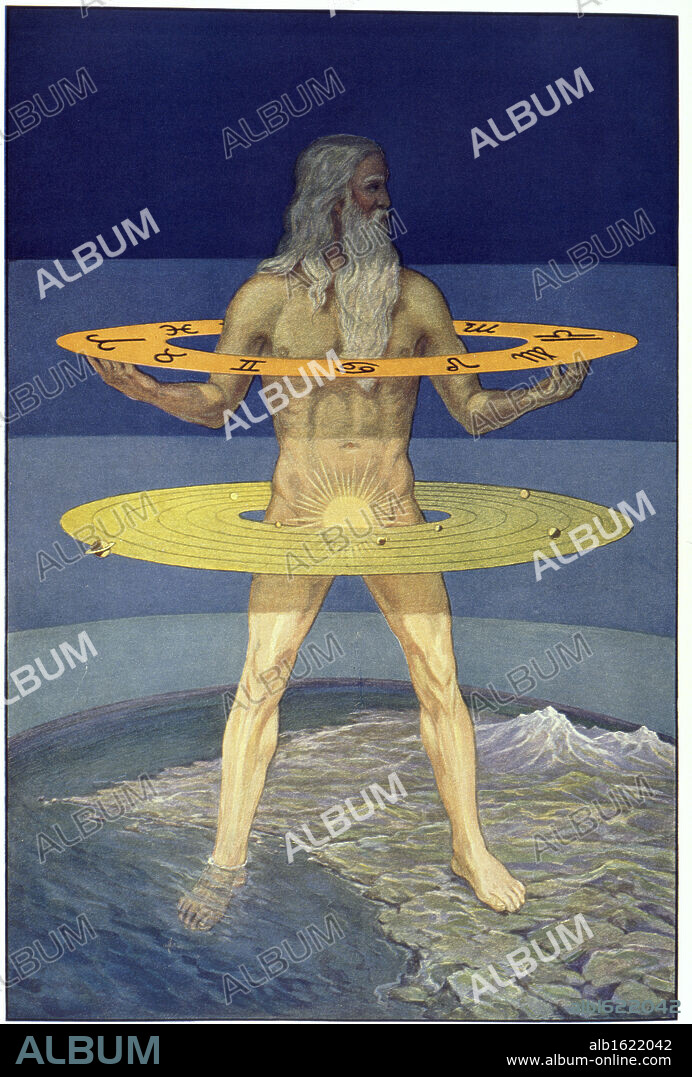 Illustration from Rosicrucian Symbolical Philosophy depicting Grand Man of Zohar, by J. August Knapp, 1928.