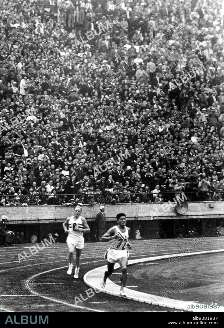 Japan Tokyo Olympics 1964 Marathon. 77 is Kochiki Tsubaraya