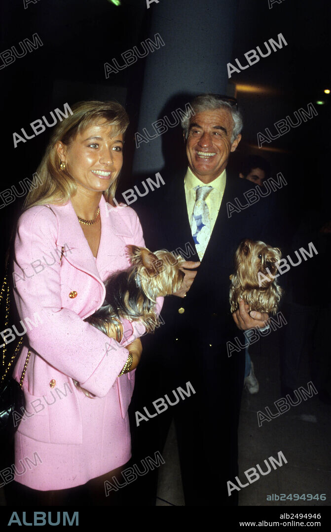 french actor Jean-Paul Belmondo with girlfriend Nathalie Tardive april 1991.