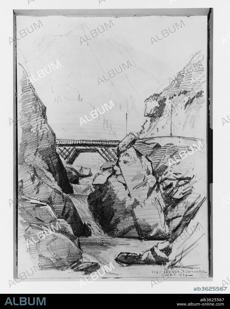 Railway Bridge at Dazio Grande, St. Gotthard (from Switzerland 1870 Sketchbook). Artist: John Singer Sargent (American, Florence 1856-1925 London). Dimensions: 11 1/8 x 8 in. (28.3 x 20.3 cm). Date: June 3, 1870.