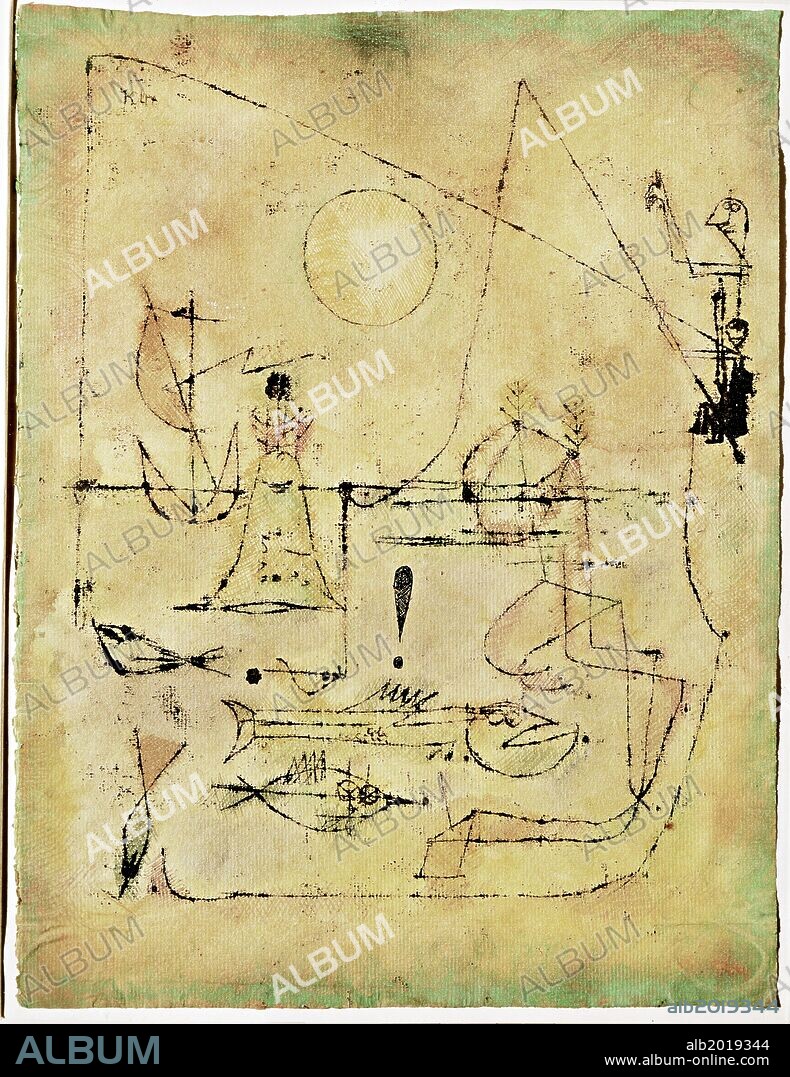 Paul Klee / 'They're Biting', 1920, Drawing and oil on paper, 31,1 x 23,5 cm.