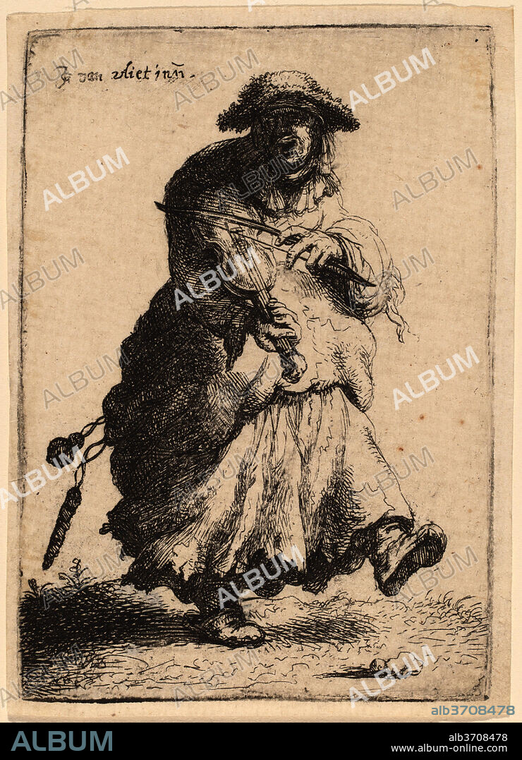 JOHANNES VAN VLIET. Beggar Woman Playing the Violin. Dated: 1632. Medium: etching.