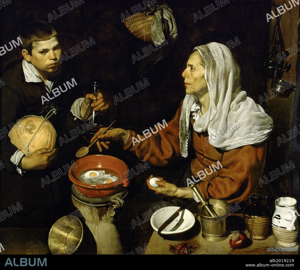 DIEGO VELÁZQUEZ. Diego Velázquez / 'Old Woman Cooking Eggs', 1618, Oil on canvas, 99 × 169 cm.