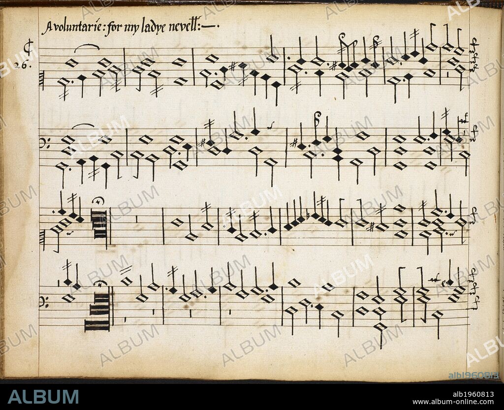 WILLIAM BYRD. f.105v. Sheet of music. My Ladye Nevells Booke 