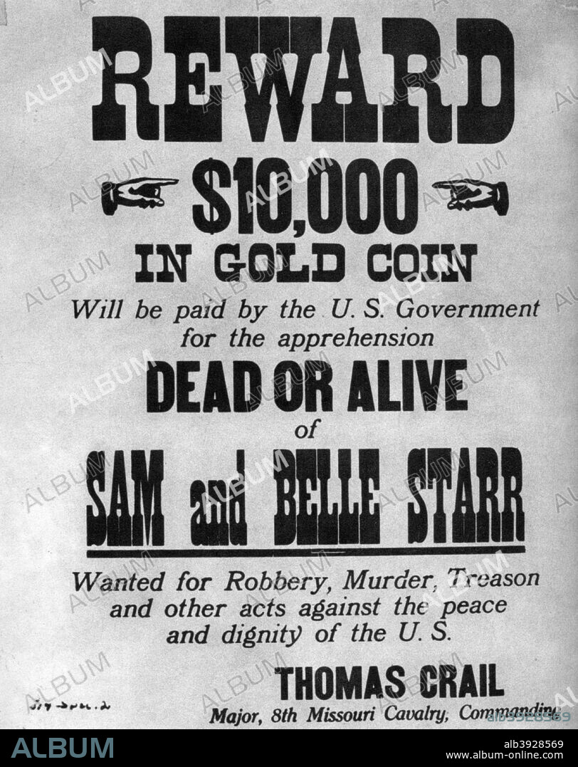 Wanted poster for the outlaws Sam and Belle Starr, c1880-1886 (1954 ...