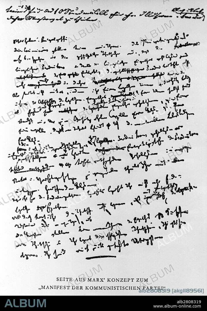 Page from Karl Marx's manuscript of the Communist Manifesto.