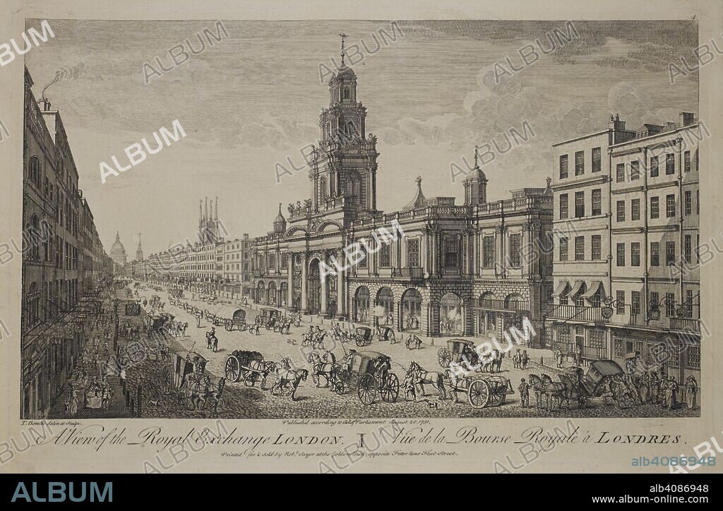 A view of the Royal Exchange, London. View of the Royal Exchange. 1751. Source: Maps.K.Top.24.11.d.