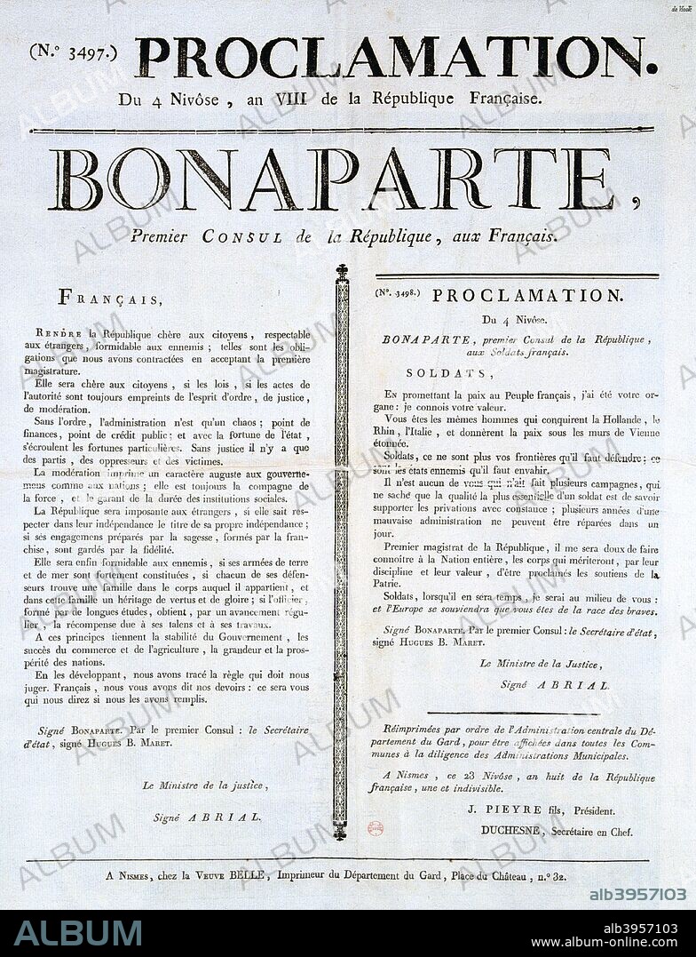 'Proclamation of Napoleon as 1st Consul', 19th century.