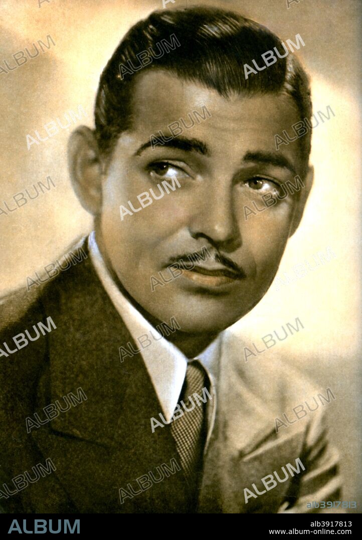 Clark Gable, American actor, 1934-1935. Known as the King of Hollywood Gable was the biggest box office star of the early sound film era. He won a Best Actor Oscar for his performance in It Happened One Night (1934) but it is his portrayal of Rhett Butler in the epic Gone With the Wind (1939) that he is best remembered for. Taken from Meet the Film Stars, by Seton Margrave. (London, 1934-1935).