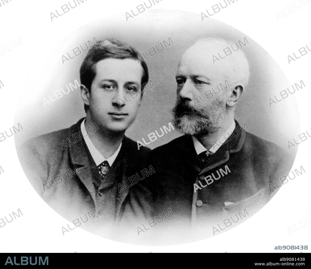 Tchaikovsky with the pianist Alexander Siloti. 1863-1945. Tchaikovsky, Pyotr Ilyich (also Peter Ilich Tchaikovsky) Russian composer and conductor _1840-1893.