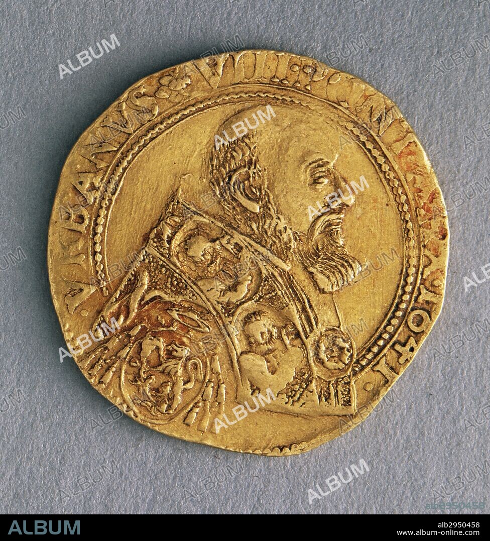 Quadruple coin of Pope Urban VIII (1623-1644), 1641, Avignon mint, obverse. Papal States, 17th century.