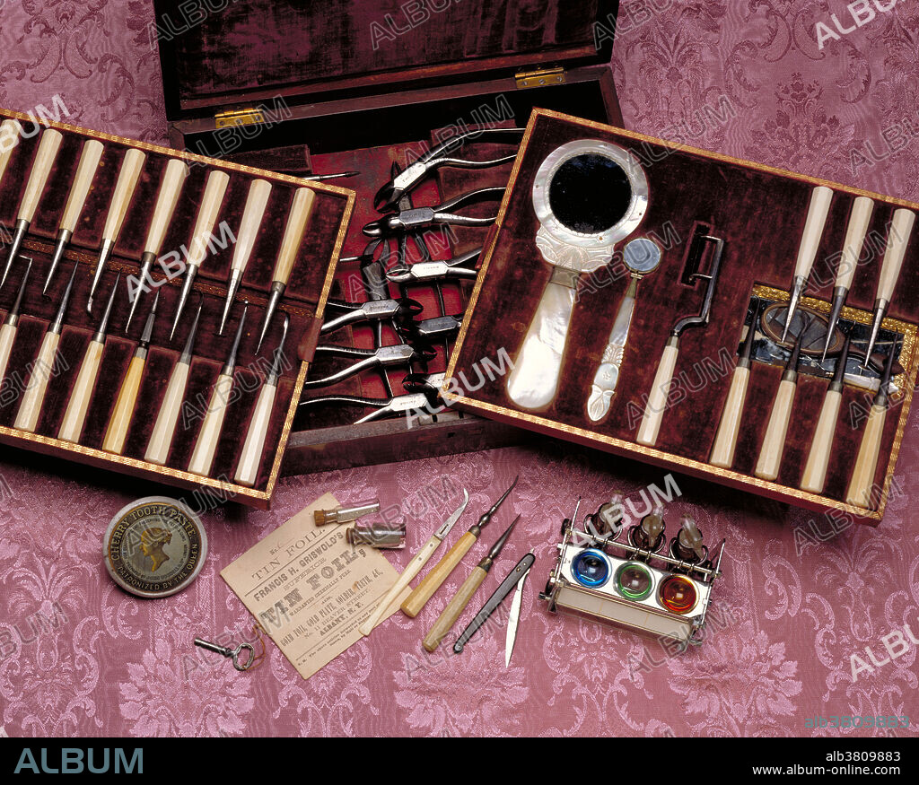 Dentistry. Historical dentist tools from the 17th century.