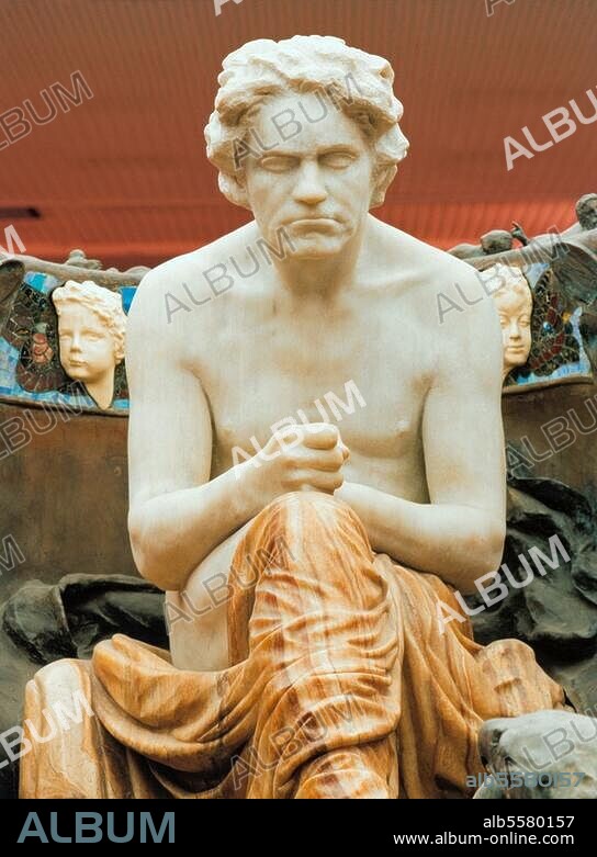 Beethoven, Ludwig van, 1770-1827, German composer. Beethoven-Memorial. Sculpture, 1897/1902, by Max Klinger. (1857-1920). Marble, bronze, amber, ivory and mosaic; overall height 310cm. Partial view. Photo © AKG / Erik Bohr. (Loan of the Museum of Fine Art). Leipzig, Gewandhaus. Leipzig, Museum der Bildenden Künste.