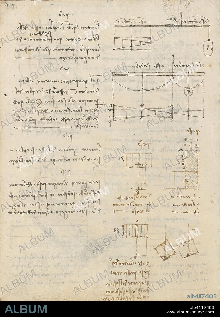 Système de traction et ressort - Codex de Madrid, (à gauche…
