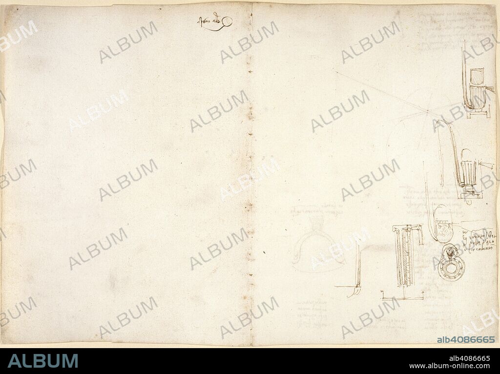 Leonardo da Vinci's notes. Notebook of Leonardo da Vinci. early 16th century. [Whole fiolios] Notes and diagrams by Leonardo da Vinci  Image taken from Notebook of Leonardo da Vinci.  Originally published/produced in early 16th century. . Source: Arundel 263, ff.56v,47. Language: Italian.