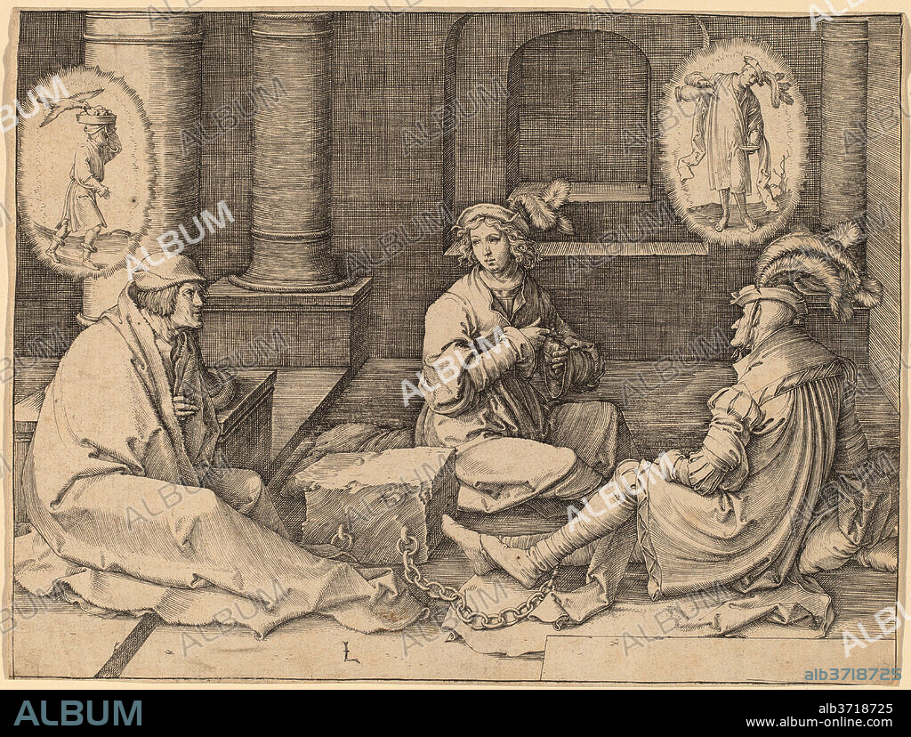 LUCAS VAN LEYDEN. Joseph Interprets the Dreams in Prison. Dated: 1512. Medium: engraving.