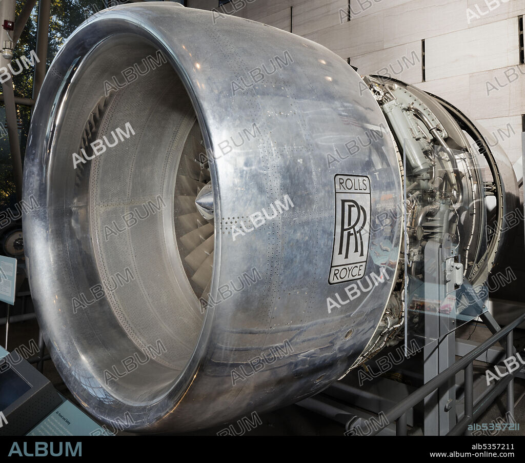 ROLLS-ROYCE. This is the first foreign-made engine chosen as the basic power plant for a major U.S.-built airliner, the Lockheed L-1011 TriStar, receiving its certification from the Federal Aviation Administration in 1973 for use on that three engine aircraft. In addition, it powered some models of the Boeing 747 transport. The RB211 differed from other engines in its class in having three instead of two shafts. Each shaft has a compressor on its forward end and a turbine on its aft end. This design permitted each compressor to run nearer its optimum speed and efficiency and reduced the number of blades and other parts required in the engine. The static thrust varied from 160 KN (36,000 pounds) to 245 KN (55,000 pounds). This RB211-22 engine powered the Lockheed L-1011 TriStar. It has been cutaway to show the relationship of the internal parts.