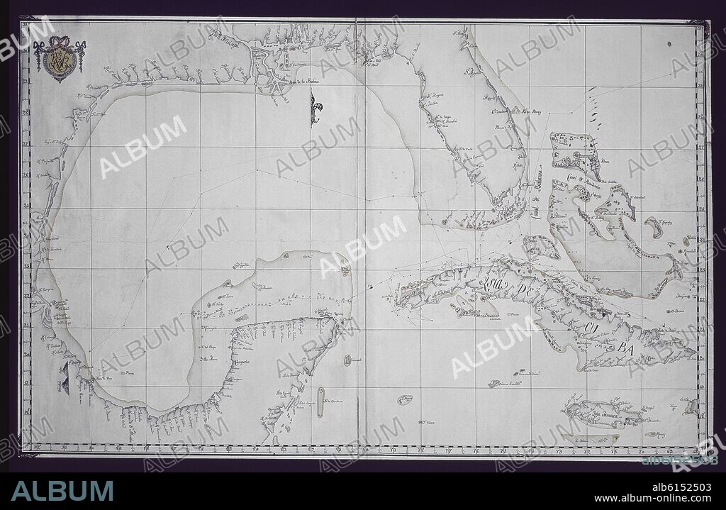 MAPA DE LA ISLA DE CUBA Y DEL GOLFO DE MEXICO - SIGLO XVIII.