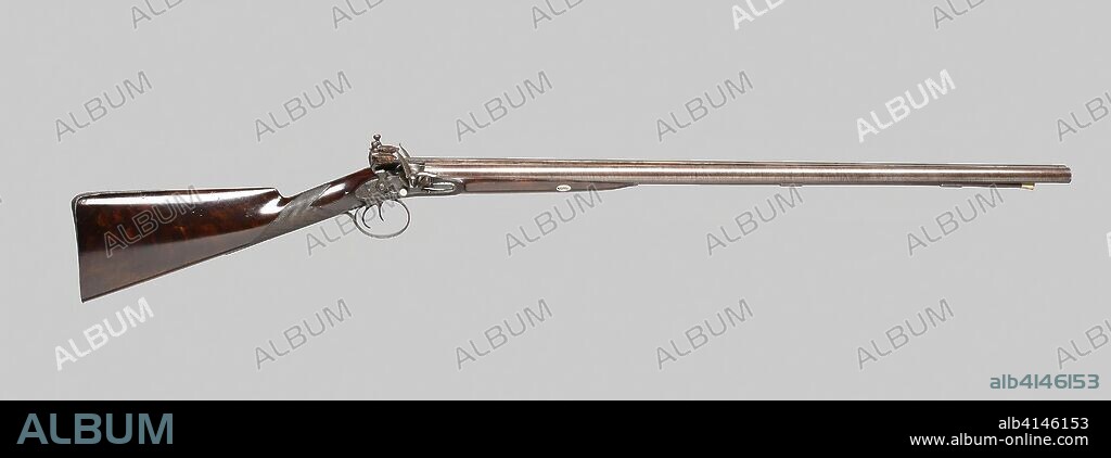 Double-Barreled Flintlock Fowling Piece. Joseph Manton; English, London, 1766-1835. Date: 1810-1830. Dimensions: L. 120.6 cm (47 1/2 in.)
Barrel L. 81 cm (31 7/8 in.)
Caliber .68
Wt. 6 lbs. 10 oz. Steel, iron, walnut, and platinum. Origin: England.