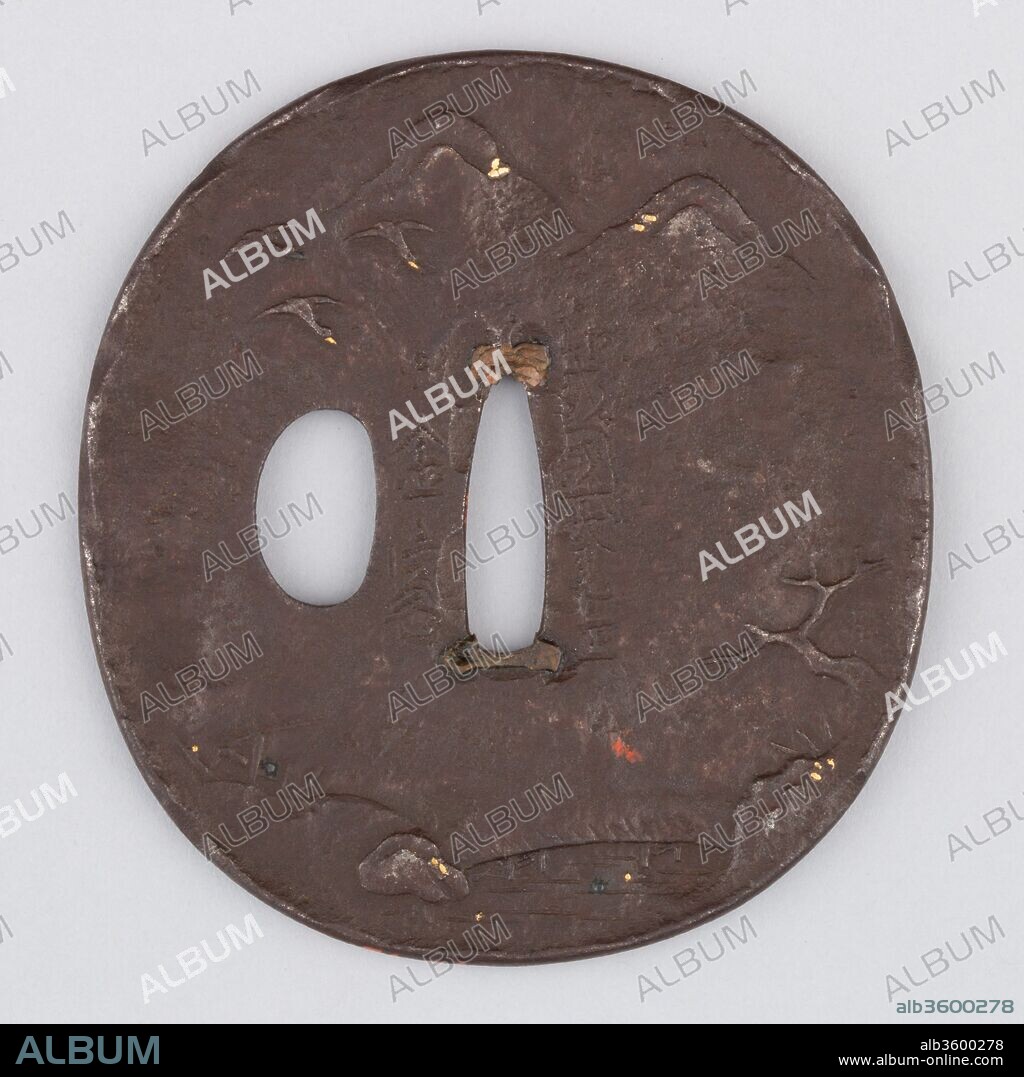 Sword Guard (Tsuba). Culture: Japanese. Dimensions: H. 3 1/4 in. (8.3 cm); W. 3 1/16 in. (7.8 cm); thickness 3/16 in. (0.5 cm); Wt. 3.3 oz. (93.6 g). Date: ca. 1615-1868.