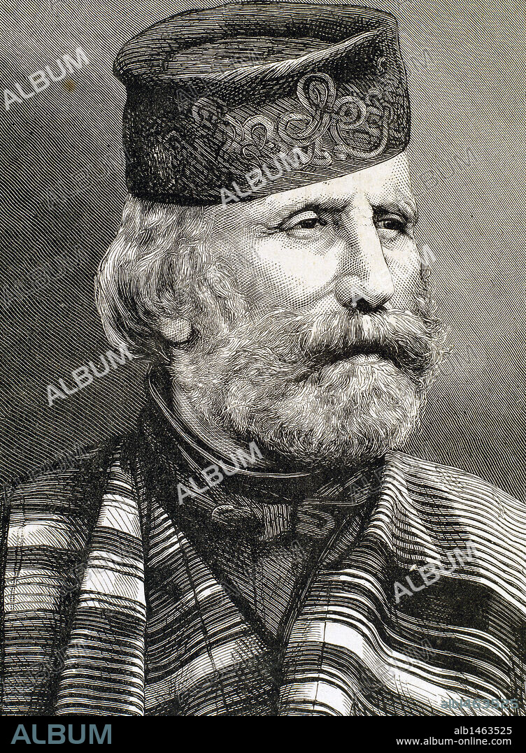 Giuseppe Garibaldi.1807-1882. Italian military and political. Engraving.