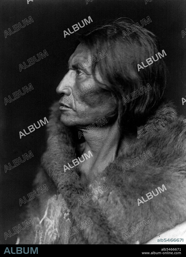 Edward S. Curtis Native American Indians - Assiniboine man, Mosquito Hawk circa 1908.