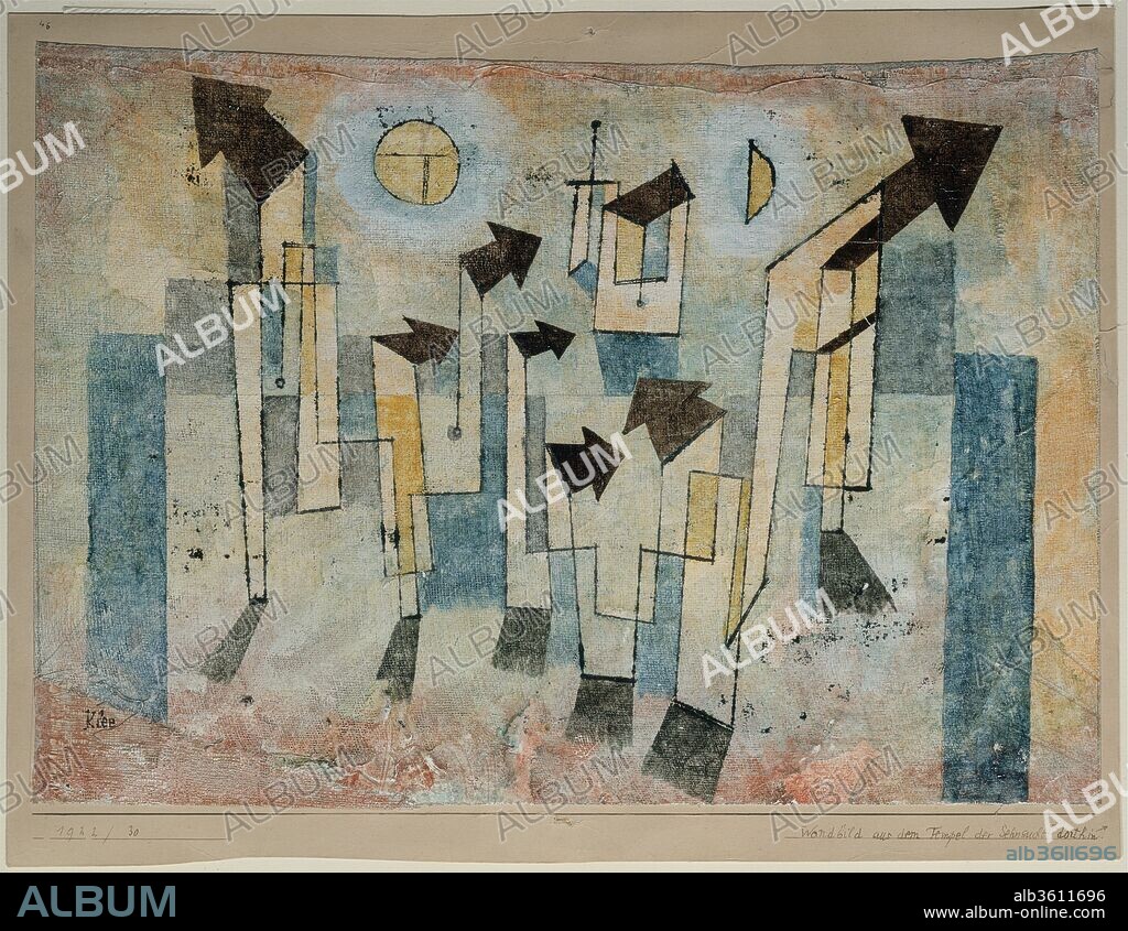 Mural from the Temple of Longing ?Thither?. Artist: Paul Klee (German (born Switzerland), Münchenbuchsee 1879-1940 Muralto-Locarno). Dimensions: 11 7/8 × 15 1/2 in. (30.2 × 39.4 cm). Date: 1922.