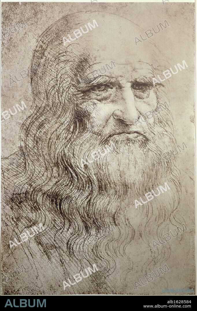 Self Portrait  in Old Age  ca.1512   Leonardo da Vinci (1452-1519 Italian)  Chalk and ink     Biblioteca Reale, Turin, Italy.