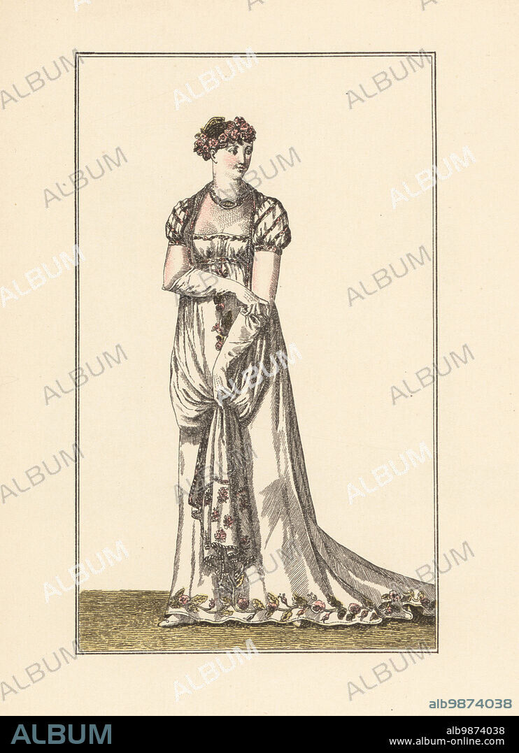 Women s formal fashions First Empire era Paris 1805. She wears