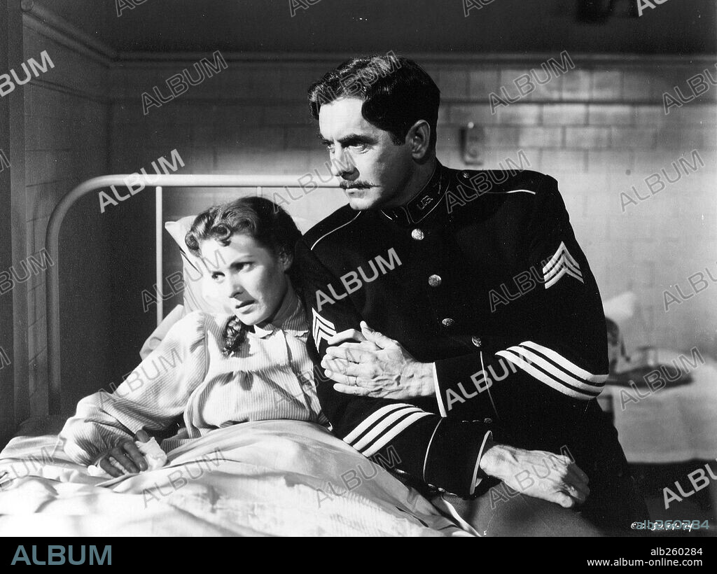 MAUREEN O'HARA y TYRONE POWER en CUNA DE HÉROES, 1955 (THE LONG GRAY LINE), dirigida por JOHN FORD. Copyright COLUMBIA PICTURES.