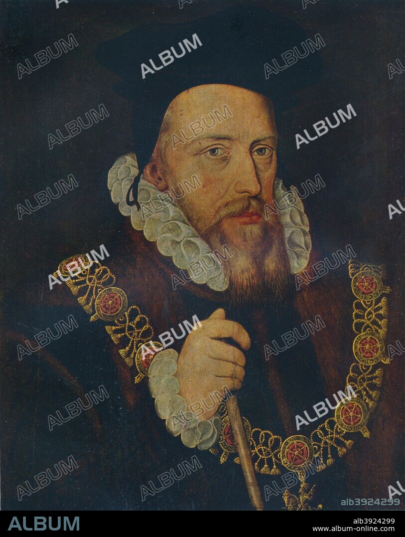 'William Cecil, Lord Burghley', 16th century. Cecil (1520-1598) was an English politician and the chief advisor of Queen Elizabeth I. After Hans Eworth (c1520-1574). From The Connoisseur Volume LXXXVII, edited by C. Reginald Grundy. [The Connoisseur Ltd, London, 1931].