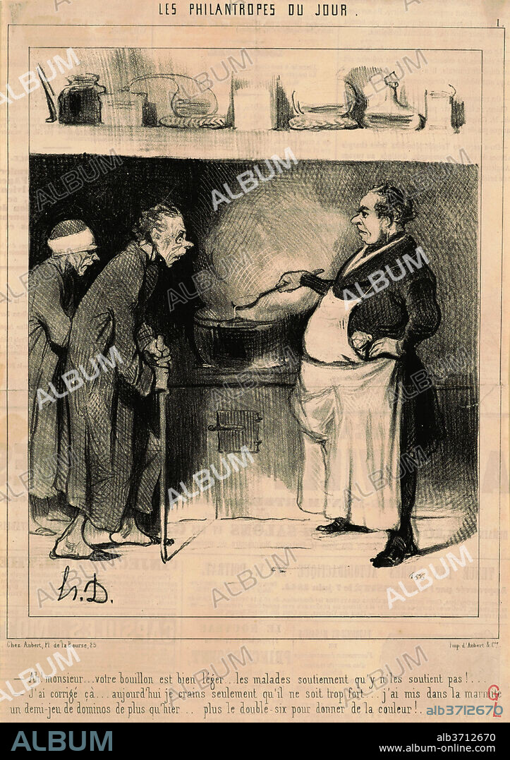 HONORé DAUMIER. Ah! Monsieur ...votre bouillon est ... Dated: 19th century. Medium: lithograph.