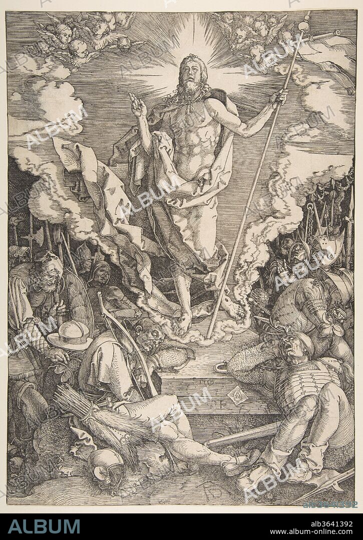 ALBERTO DURERO. The Resurrection. Artist: Albrecht Dürer (German, Nuremberg 1471-1528 Nuremberg). Dimensions: sheet: 15 1/2 x 10 7/8 in. (39.4 x 27.6 cm). Date: n.d..