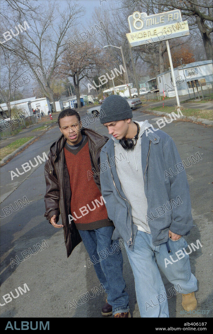 EMINEM and EUGENE BYRD in 8 MILE, 2002, directed by CURTIS HANSON. Copyright UNIVERSAL STUDIOS / REED, ELI.
