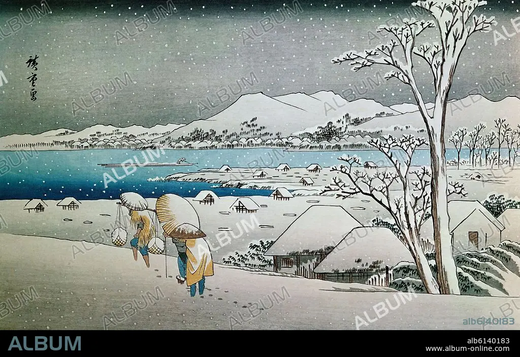 UTAGAWA HIROSHIGE O ANDO TOKUTARO. PAISAJE NEVADO 