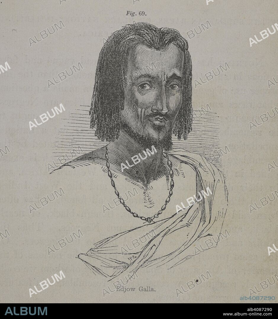 JAMES COWLES PRICHARD. Edjow galla. Gallas, or Galla, a powerful Hamitic people of eastern Africa. . The Natural History of Man; comprising inquiries into the modifying influence of physical and moral agencies of the different tribes of the human family. London, 1845. Source: 10007.d.23 figure 69 on page 291. Language: English.